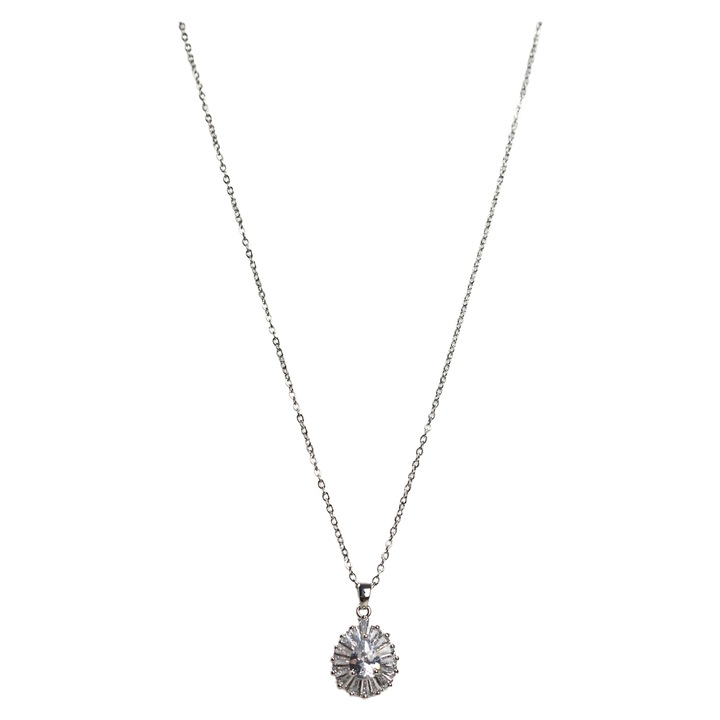 Lantisor dama, PartyOn, cu pandantiv, otel inoxidabil, reglabil, argintiu, 40-45,5 cm