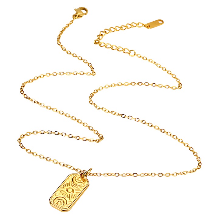 Lantisor cu pandantiv din zirconii, PartyOn, otel chirurgical, 39,5x45cm