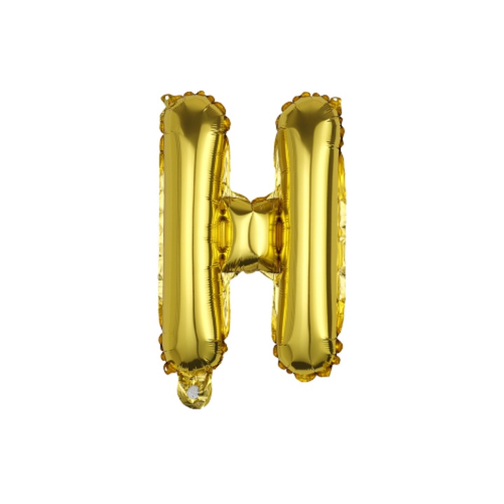 Balon folie litera H, PartyOn, 40 cm, auriu, 1 buc