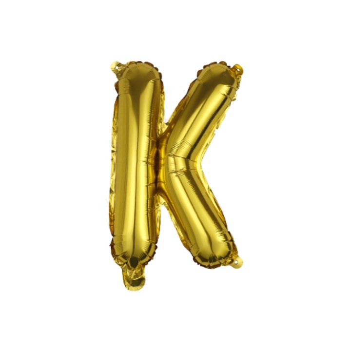 Balon foliowy litera K, PartyOn, zloty, 40 cm, 1 bucata