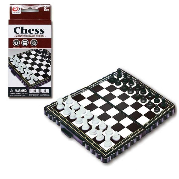 Set de sah magnetic pliabil, jocuri de sah si table, dimensiune mica, pentru copii si adulti