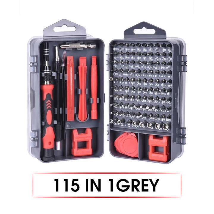 Set de surubelnite 115-in-1, 98 biti, design din panza, usor de transportat