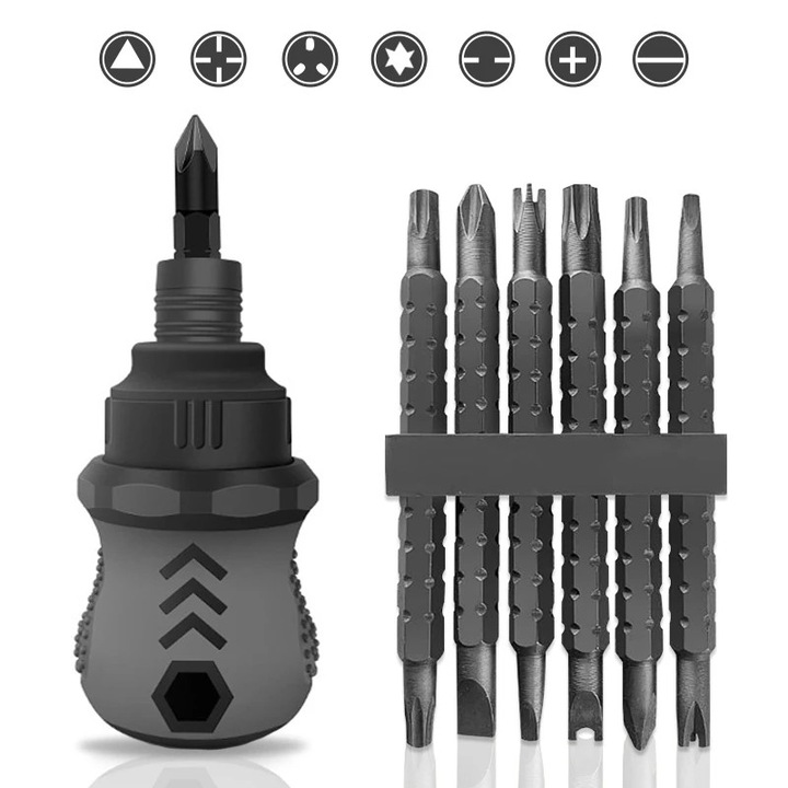 Csavarhúzó készlet, multifunkcionális, mágneses, 10 részes