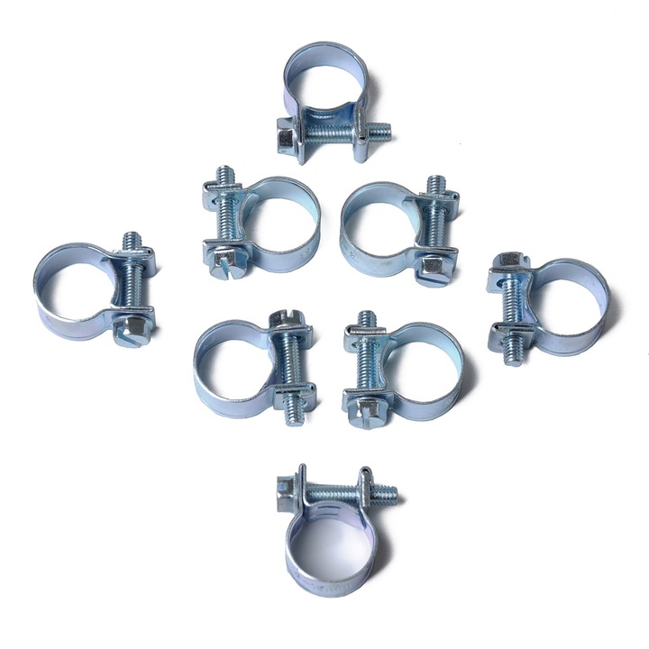 Set 10 cleme, Inox, 12-14mm, Pentru furtun de combustibil