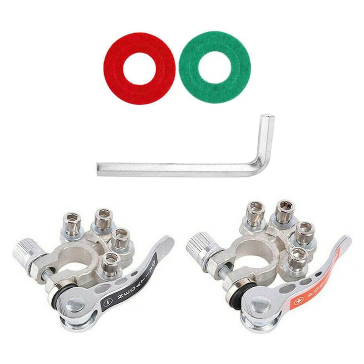 Conector terminal baterie, cu borne pozitive si negative, pentru masini, camioane, autobuze, set 1 pereche