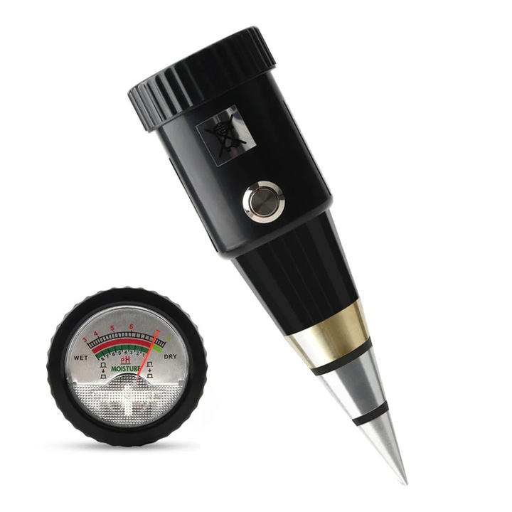 Senzor umiditate sol, pH 3-8, detector metalic lung, 30cm, negru, set 1 buc.