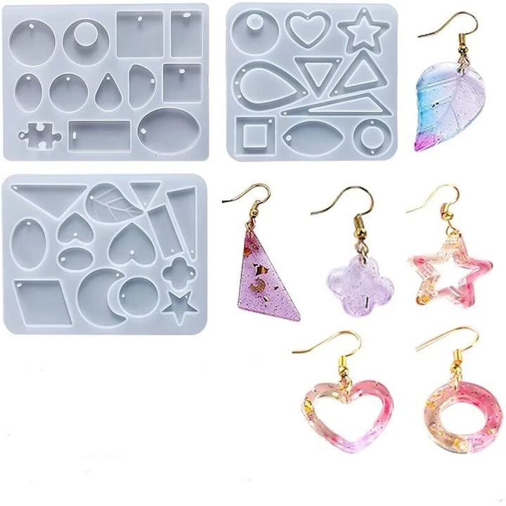 Set de matrite din silicon pentru rasina epoxidica, 36 modele, 10x13x2cm, multicolor