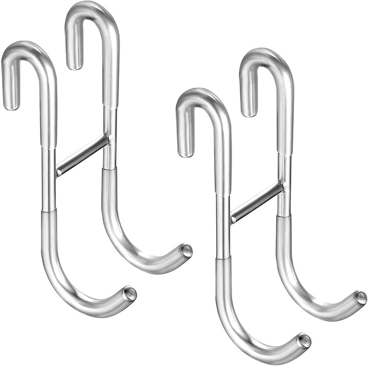 Set 2 suporturi din otel inoxidabil pentru baie, cu protectie din silicon, 12x5cm, anti-alunecare, rezistente la rugina