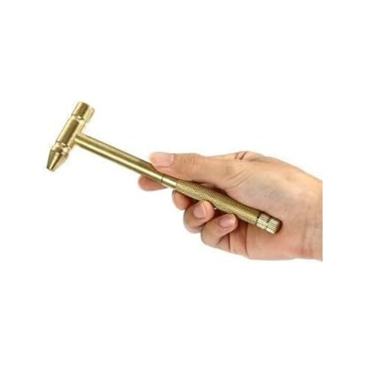 Set unelte mini cu ciocan din cupru si surubelnite, 4 piese, 160x52mm, pentru ceasornicari si bijutieri