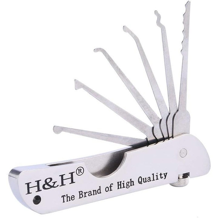 Set de unelte pentru deschiderea lacatelor 7-in-1, 10 unelte, portabil, card de credit