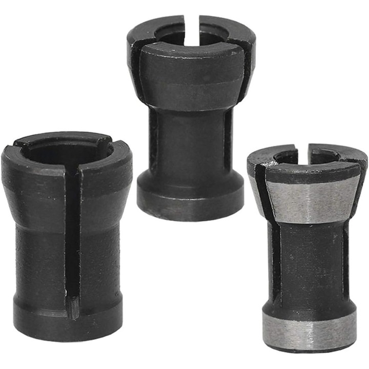 Set 3 bucati collet chuck 6mm/6.35mm/8mm, scule multifunctionale, din otel, pentru masini de gravat si frezat