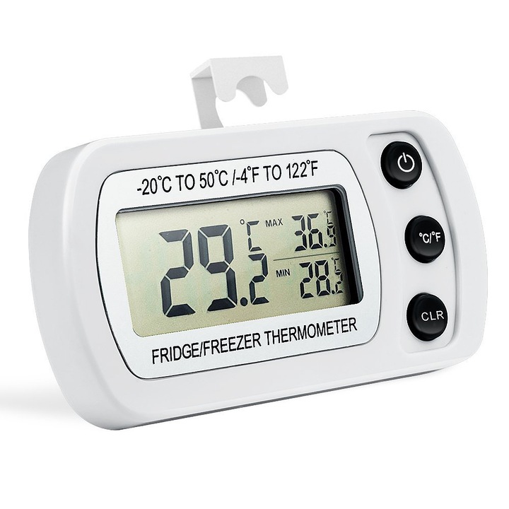 Termometru de frigider, design mini, citire LCD usor de utilizat, waterproof, -20C la 50C