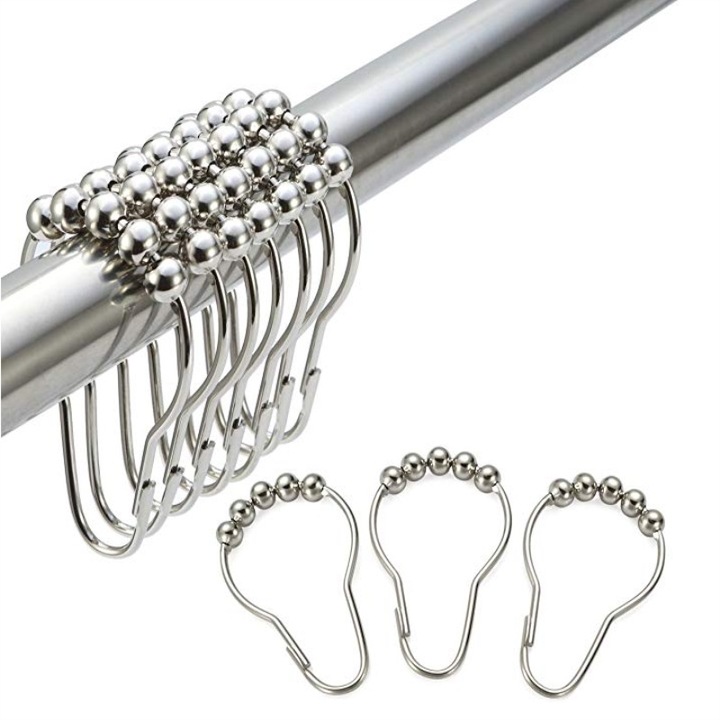 Set 24 inele pentru perdele de dus, metalice, cu 5 bile