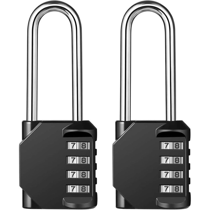 Set de 2 lacate cu combinatie, 4 pozitii, rezistente la rugina, impermeabile, 99g