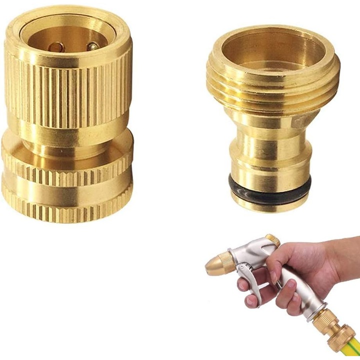 Réz vízcsatlakozó készlet 3/4 hüvelyk, anya csatlakozó és apa csatlakozó, arany