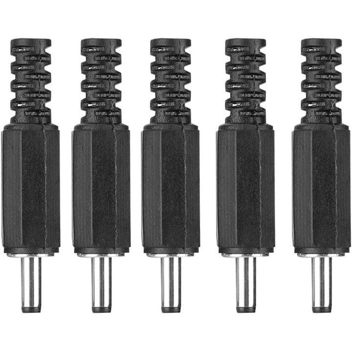 Set 5 conectori jack DC 2.1mm x 5.5mm pentru cabluri
