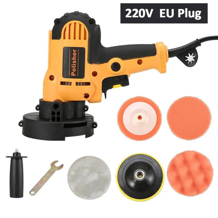 Polírozógép, 700W, sárga, 12.5cm átmérő, változtatható sebességszabályozás