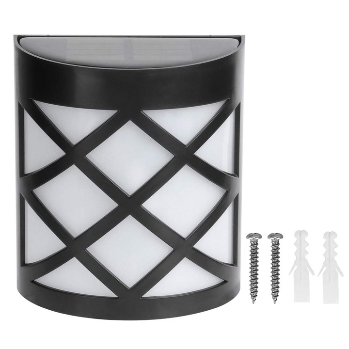 Lampa solara de perete, retro, cu 6 LED-uri, detectare automata, IP55, pentru gradina, terasa, 10x15x22cm