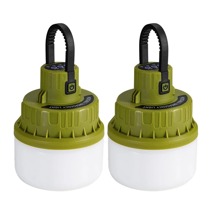 LED соларна USB лампа, съвместима с Bluetooth, с високоговорител, тъмнозелена, 100x100x175 мм, 2 бр