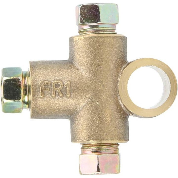 Fék T idom, 3 utas, 3 rövid anya, 3/16in, 10mm, tömlőkhöz