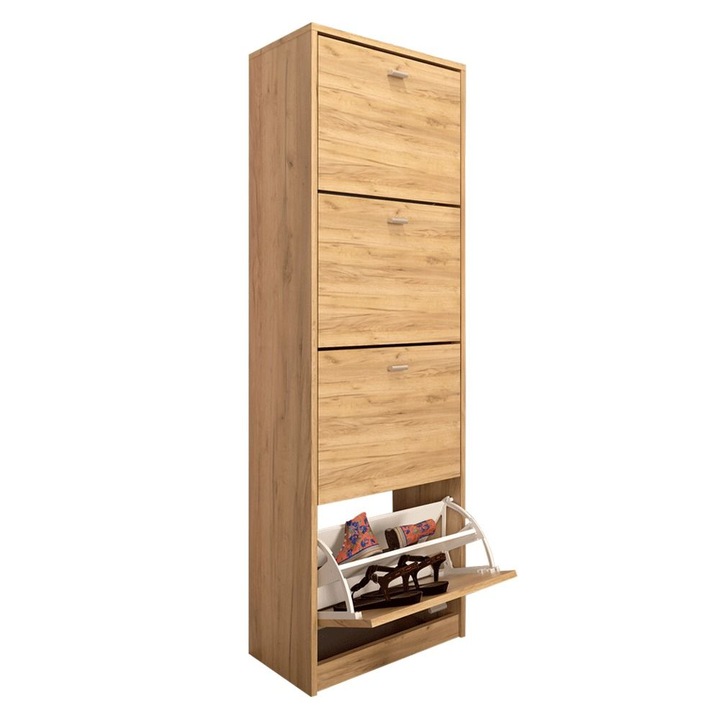 Pantofar DacEnergy©, fabricat din Pal melaminat, 4 compartimente, design simplu, 50 x 28 x 152 cm, artisan