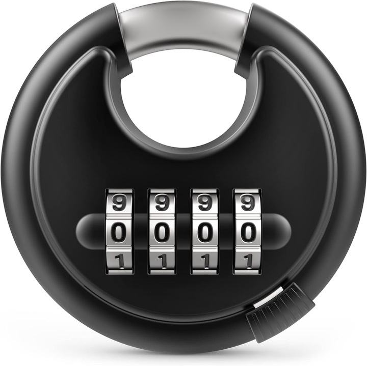 Lacat cu Cifru, Ultrixe, 4 cifre, Sigur si protejat impotriva furtului, Rezistent la apa si rugina, Usor de transportat, Otel/Aliaj de zinc, Pentru Scoala, Gard, Cutie de scule, Poarta, Depozitare in aer liber, Dulapuri, Negru