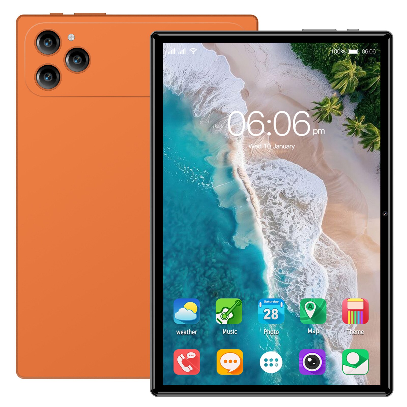 Tableta 10.1 inci, MUMOYAN, Cu SIM, Android 13, 6+6GB RAM, 128GB ROM, 1280x800 IPS, 6000mAh, portocaliu