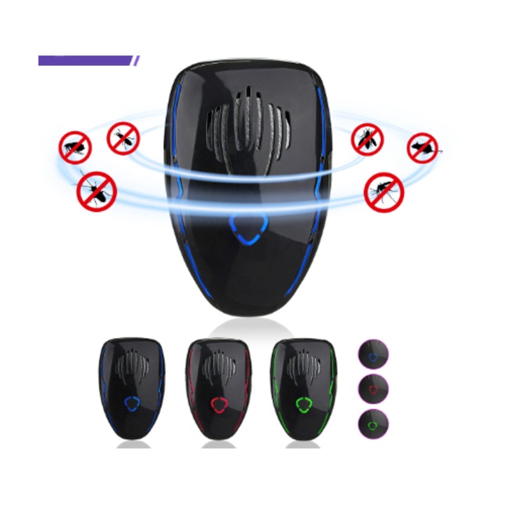 Dispozitiv repelent insecte ultrasonic, set 4 bucati, 100m², 10x6.8x6cm