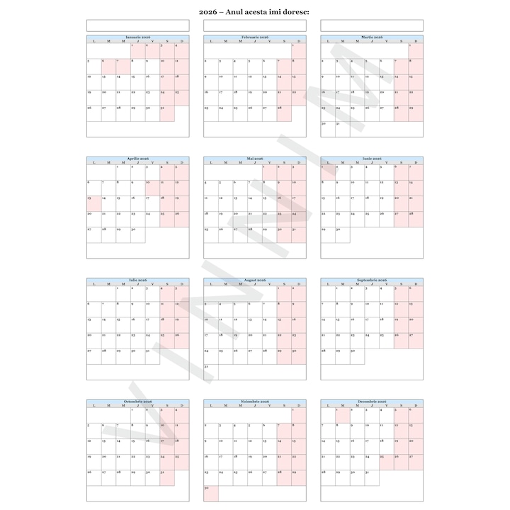 Planner Anual 2026 de perete cu zile libere legale incluse, Calendar de Perete pentru Casa si Birou cu dimensiune A1