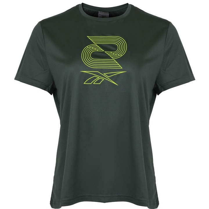 Női sportpóló, Reebok, Running SW Graphic Tee HT6005, zöld, poliészter, M INTL