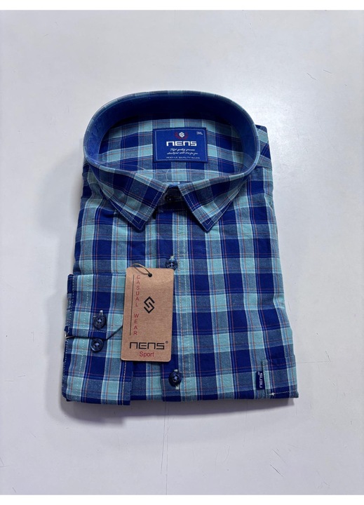 Camasa cu maneca lunga pentru barbati, Regular fit, Model cu carouri, Nens, Marimea 3XL