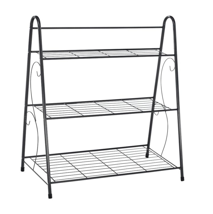 Raft metalic DacEnergy, 3 rafturi, gri inchis, 63,5 x 31,5 x 72 cm