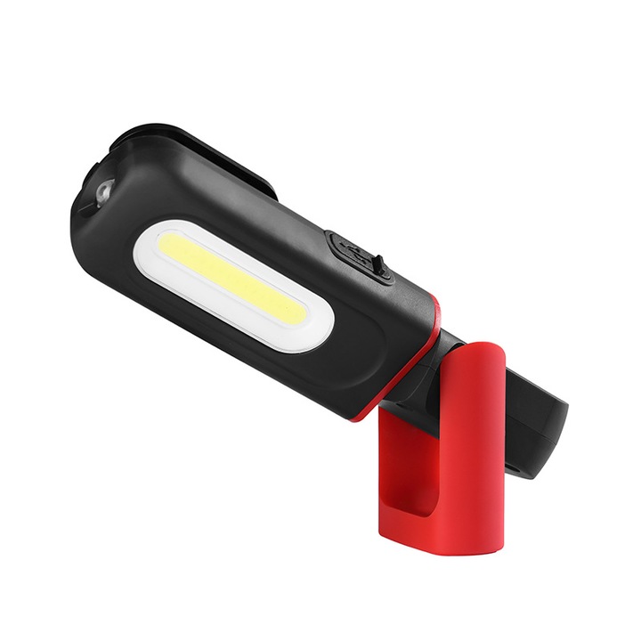 Lanterna de lucru LED 2-in-1, rotativa 360°, 3W LED si 5W COB, baza magnetica, pentru ateliere auto, camping, dimensiuni compacte