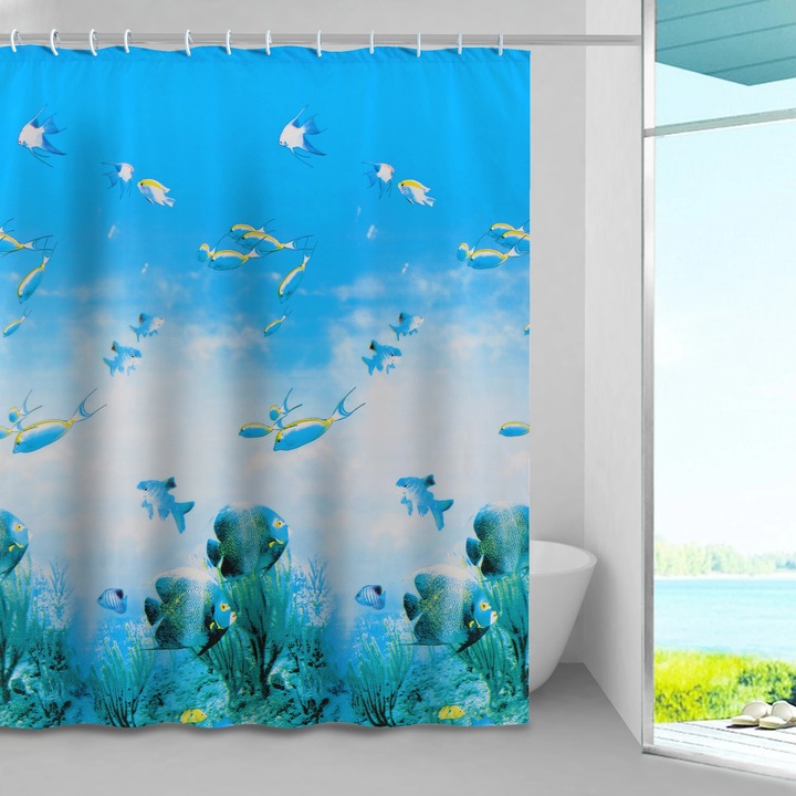 Perdea dus Reef, model marin, 180 x 200 cm