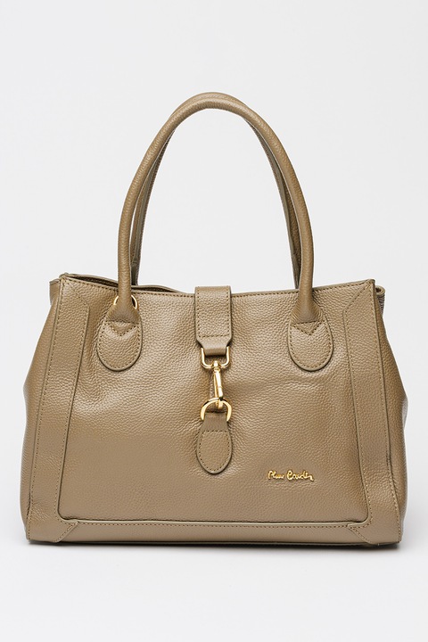 Pierre Cardin, Geanta shopper din piele cu logo, Gri inchis