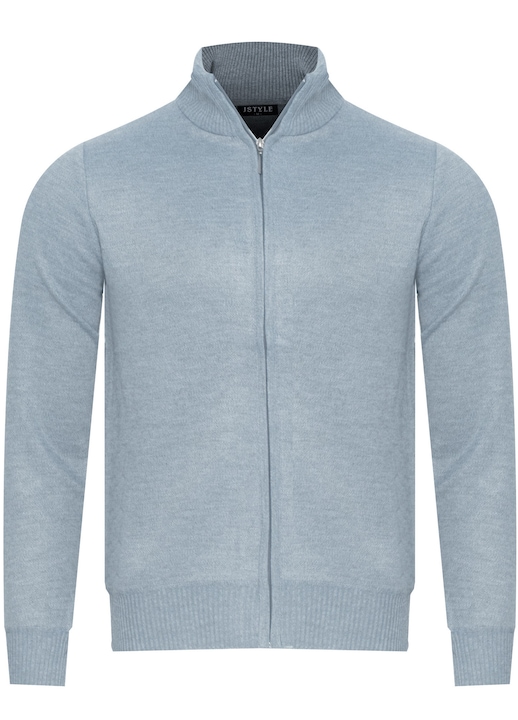 Pulover barbati, J.STYLE, cu guler pe jumatate, cu fermoar, material tricotat