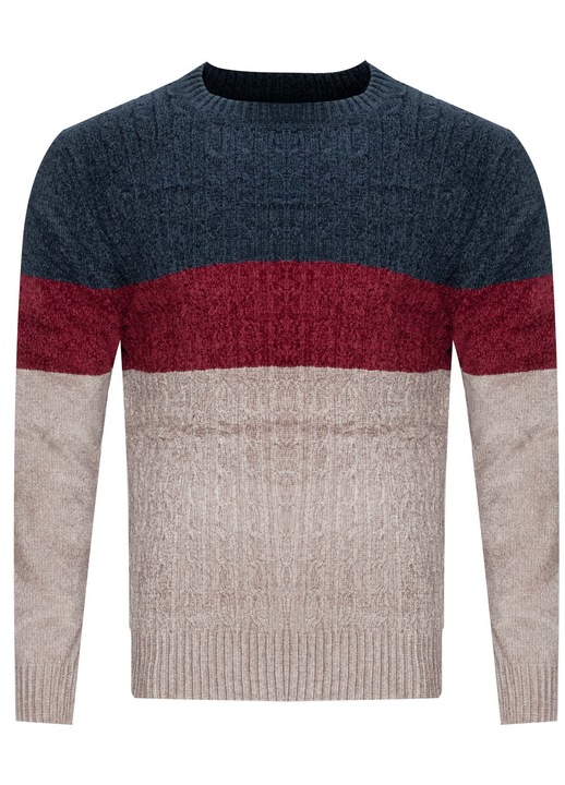 Pulover barbati, Must, S8663, bleumarin-bordo-bej, Multicolor