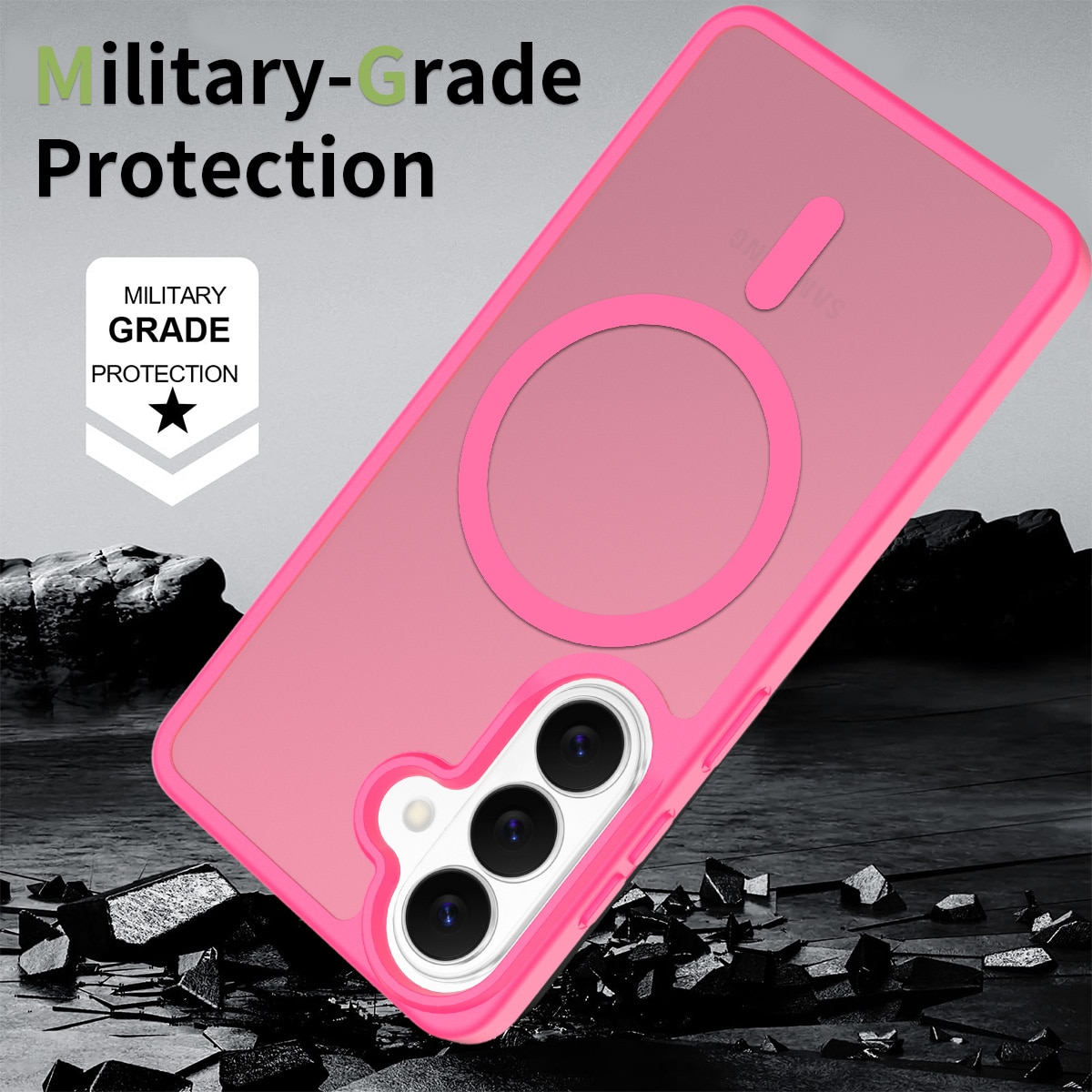 Husa de protectie pentru Samsung Galaxy S26, Omelivon, MagSafe, Incarcare Wireless, Antisoc, Margini Ridicate pentru Protectia Ecranului si a Camerelor, Materiale Premium, Roz inchis
