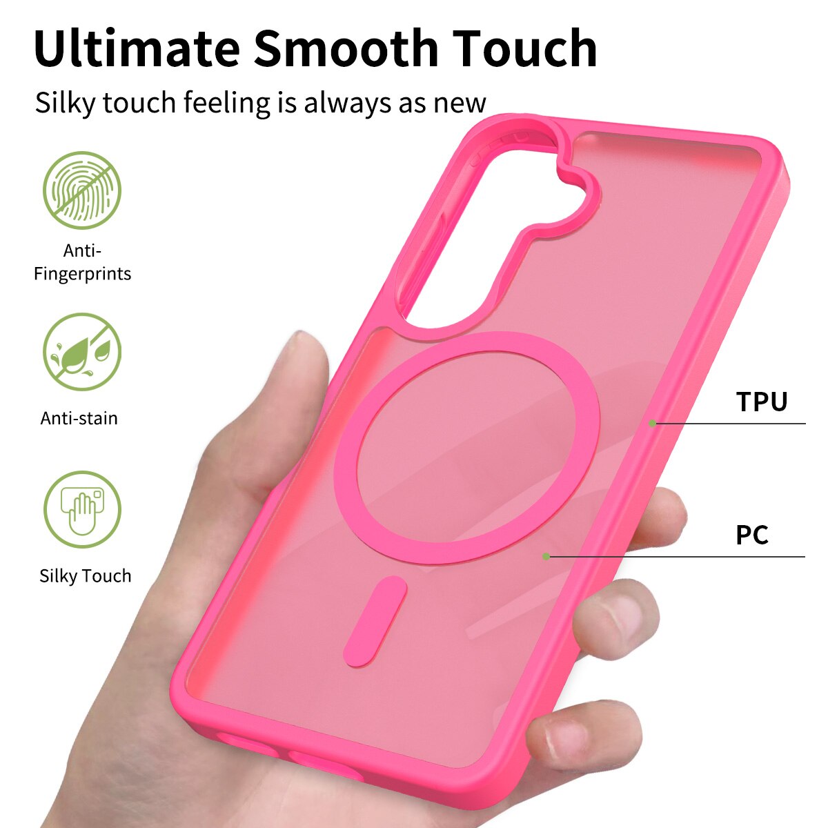 Husa de protectie pentru Samsung Galaxy S26, Omelivon, MagSafe, Incarcare Wireless, Antisoc, Margini Ridicate pentru Protectia Ecranului si a Camerelor, Materiale Premium, Roz inchis