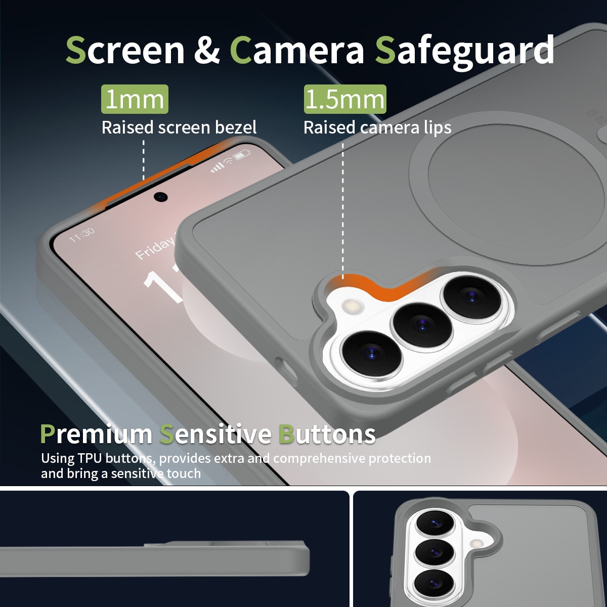 Husa de protectie pentru Samsung Galaxy S26, Omelivon, MagSafe, Incarcare Wireless, Antisoc, Margini Ridicate pentru Protectia Ecranului si a Camerelor, Materiale Premium, Gri inchis