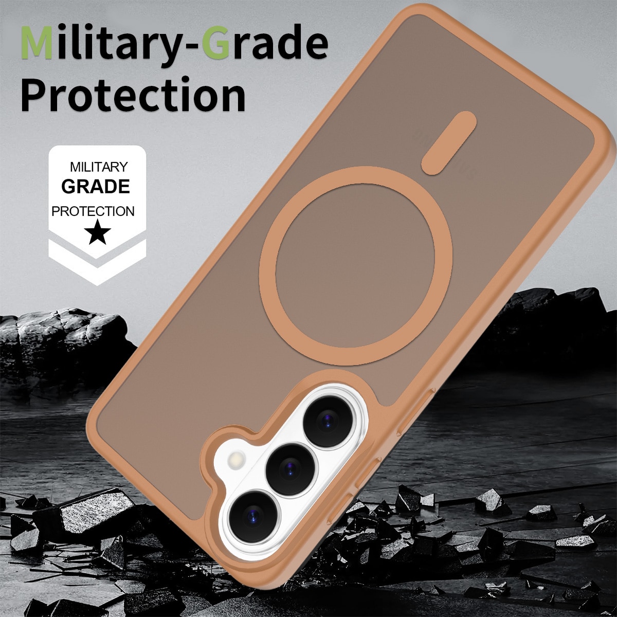 Husă de protecție pentru Samsung Galaxy S25, MagSafe, antishock, transparentă, maro