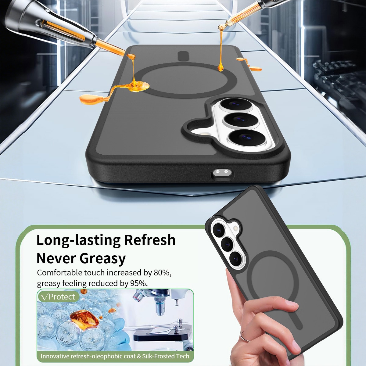 Husa de protectie pentru Samsung Galaxy S26, Omelivon, MagSafe, Incarcare Wireless, Antisoc, Margini Ridicate pentru Protectia Ecranului si a Camerelor, Materiale Premium, Negru