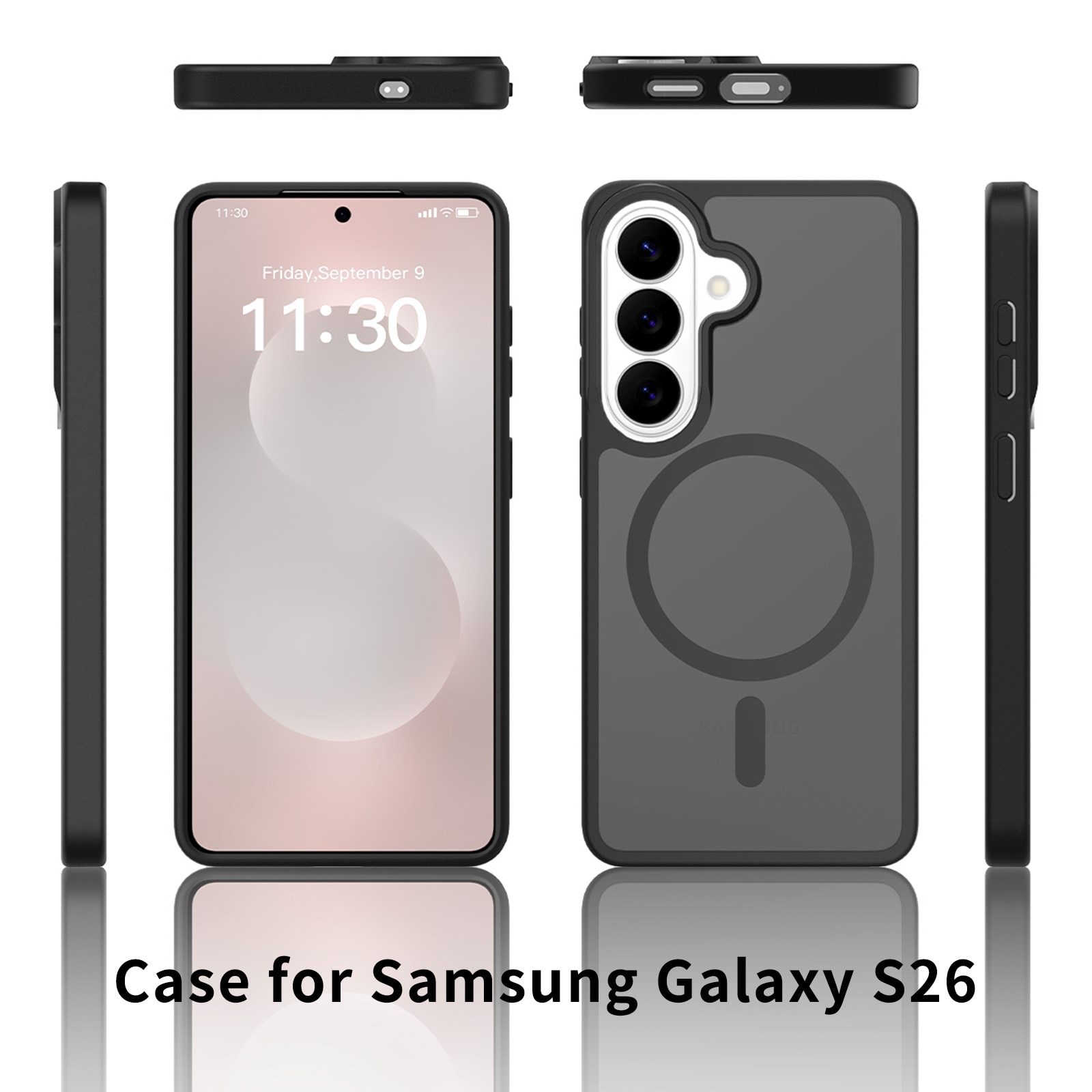 Husa de protectie pentru Samsung Galaxy S26, Omelivon, MagSafe, Incarcare Wireless, Antisoc, Margini Ridicate pentru Protectia Ecranului si a Camerelor, Materiale Premium, Negru