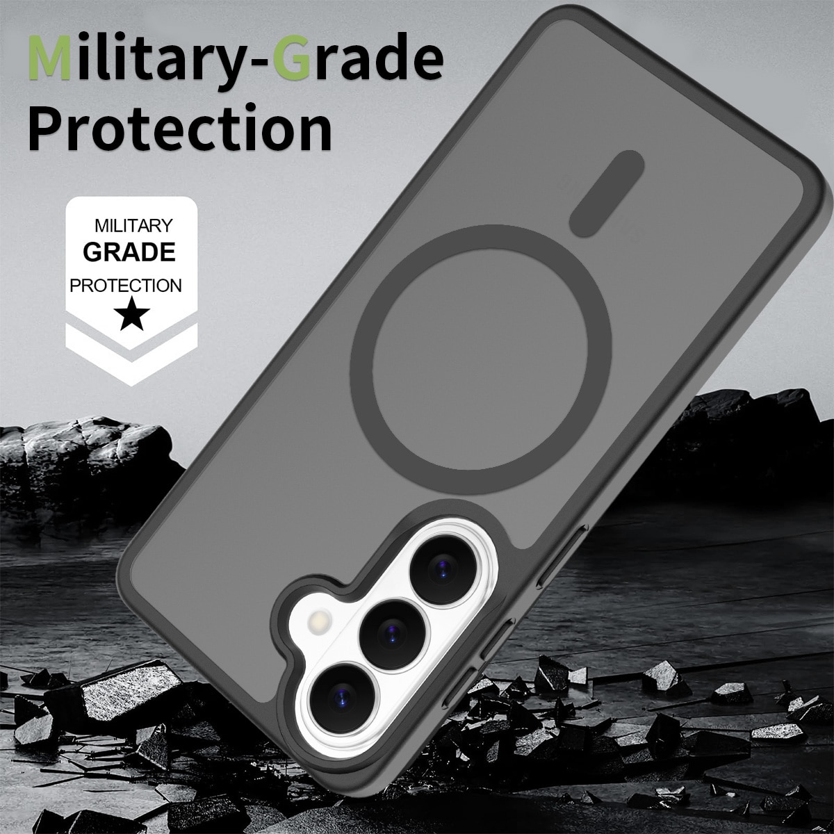 Husa de protectie pentru Samsung Galaxy S26, Omelivon, MagSafe, Incarcare Wireless, Antisoc, Margini Ridicate pentru Protectia Ecranului si a Camerelor, Materiale Premium, Negru