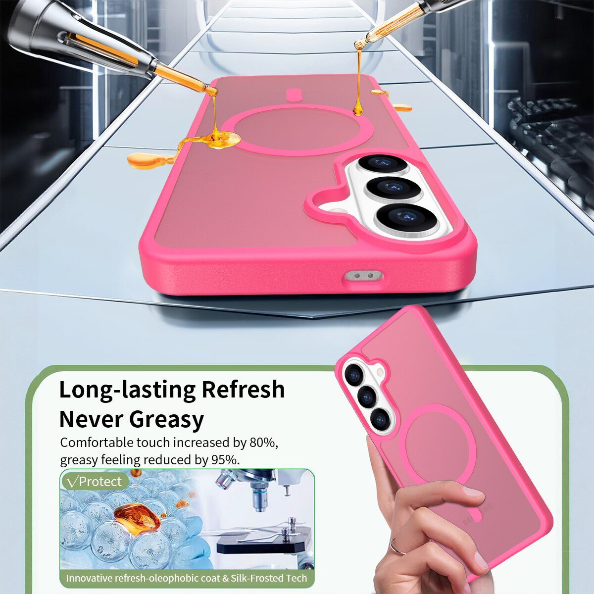 Husa de protectie pentru Samsung Galaxy S26 Plus, Omelivon, MagSafe, Incarcare Wireless, Antisoc, Margini Ridicate pentru Protectia Ecranului si a Camerelor, Materiale Premium, Roz inchis