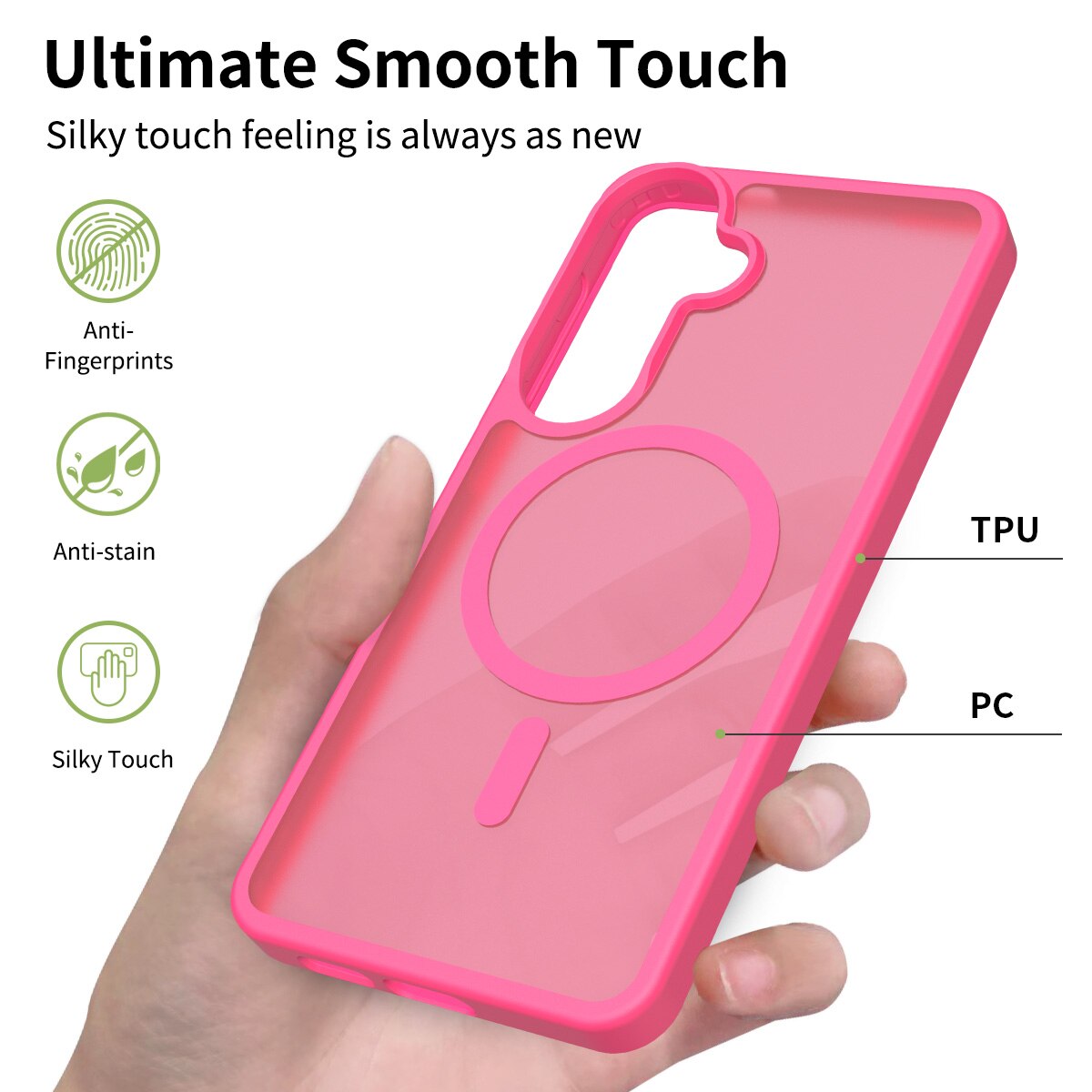 Husa de protectie pentru Samsung Galaxy S26 Plus, Omelivon, MagSafe, Incarcare Wireless, Antisoc, Margini Ridicate pentru Protectia Ecranului si a Camerelor, Materiale Premium, Roz inchis