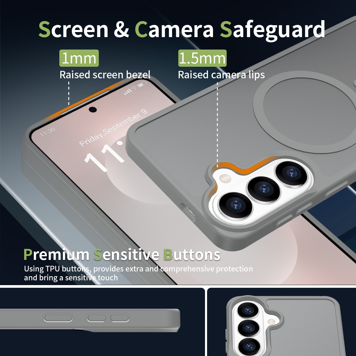 Husă de protecție Samsung Galaxy S25 Plus, Gri închis, Antisoc, MagSafe