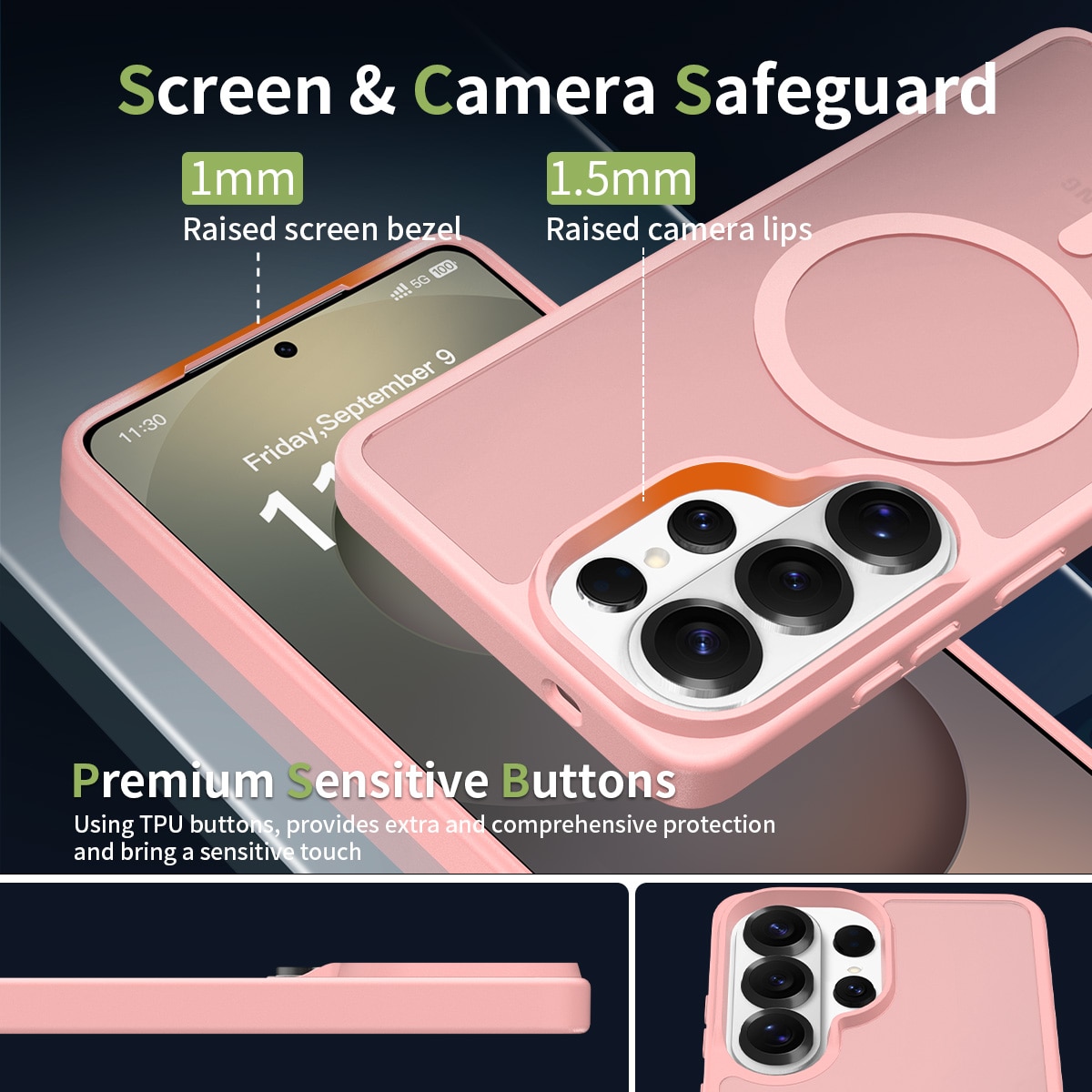Husa de protectie pentru Samsung Galaxy S26 Ultra, Omelivon, MagSafe, Incarcare Wireless, Antisoc, Margini Ridicate pentru Protectia Ecranului si a Camerelor, Materiale Premium, Roz deschis