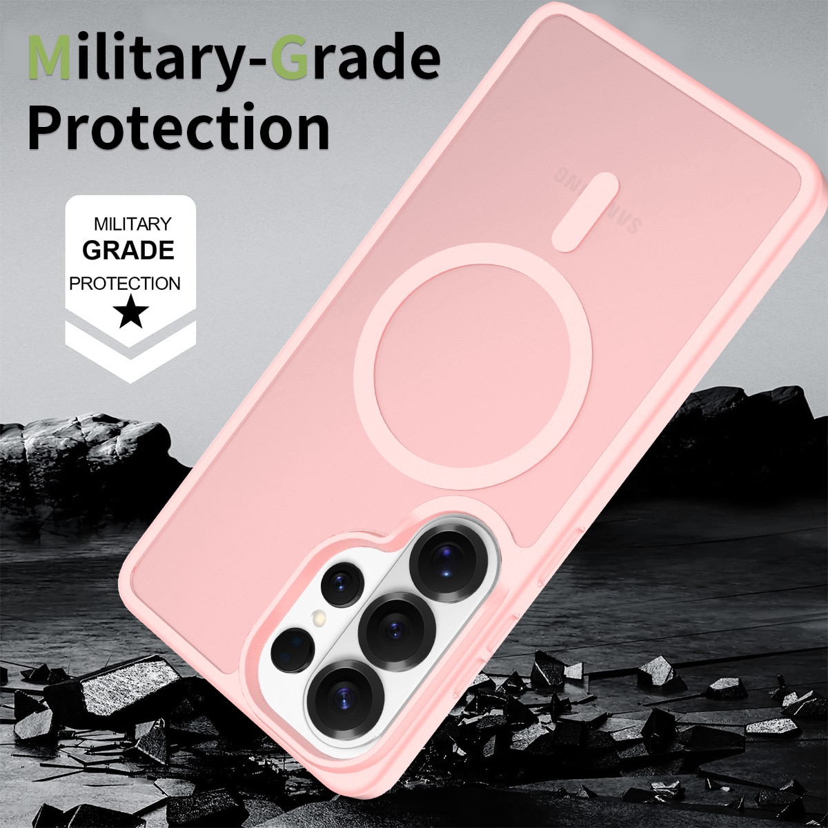 Husa de protectie pentru Samsung Galaxy S26 Ultra, Omelivon, MagSafe, Incarcare Wireless, Antisoc, Margini Ridicate pentru Protectia Ecranului si a Camerelor, Materiale Premium, Roz deschis