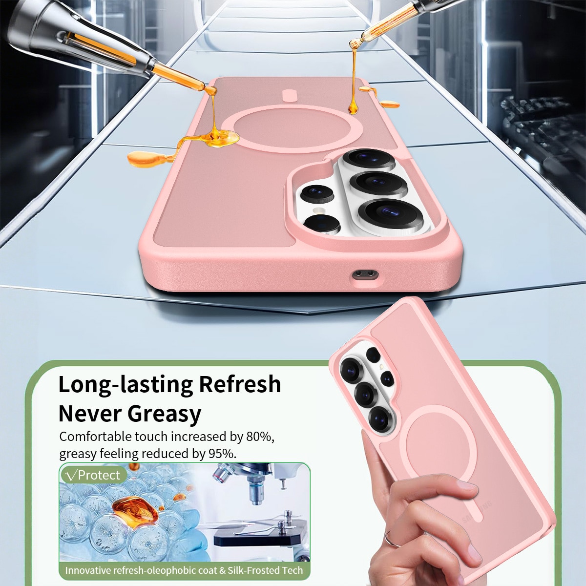 Husa de protectie pentru Samsung Galaxy S26 Ultra, Omelivon, MagSafe, Incarcare Wireless, Antisoc, Margini Ridicate pentru Protectia Ecranului si a Camerelor, Materiale Premium, Roz deschis